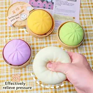 Colorful Squishy Dumplings, 3.9 Inch Diameter, Soft and Cuddly, Spring, Cute Anxiety Relief Toy with Steamer, Adult Use, Stress Relief Fidgeting