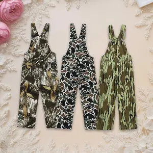 Kids Clothing Girls' Camo Print Denim Jumpsuits & Overalls - Adjustable Straps, High-Stretch Denim Fabric, All-Season Wear