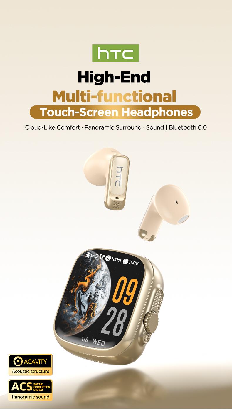 HTC NE72 Wireless Smart Screen Earbuds, Switch Bluetooth Name to Change Earbuds/Speaker Mode, Translation Earbuds, Two Touch Modes: Music Control & TikTok Scroll/Like HTC NE72 Wireless Smart Screen Earbuds, Switch Bluetooth Name to Change Earbuds/Speaker Mode, Translation Earbuds, Two Touch Modes: Music Control & TikTok Scroll/Like