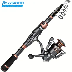 PLUSINNO Premium Fishing Rod and Reel Combo - Carbon Fiber Matrix Telescopic Rod, with 12+1 Shielded Stainless Steel Bearings, Black and Rose Gold Design, Suitable for Freshwater Fishing - Perfect Gift for Dad on Thanksgiving, Freshwater Fishing Gear|Fash
