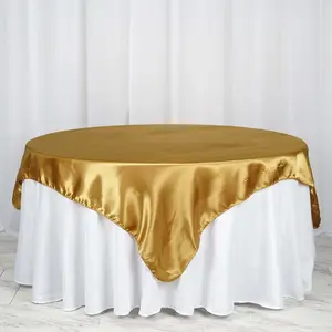 Satin Table Overlay 72"x72" Gold - Wrinkle Resistant and Smooth Table Topper for Luxurious Weddings & Celebrations