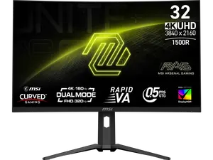 MSI 31.5" 160Hz UHD / 320Hz FHD Rapid VA UHD Gaming Monitor AMD Adaptive Sync 93% ADOBE RGB / 97% DCI-P3 / 136% sRGB (CIE1976 Standard) MAG 321CUPDF