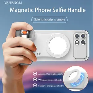 Magnetic Phone Selfie Stick with Wireless Remote, Strong Magnetic Phone Stand, Portable Selfie Holder, Compatible with Magnetic Light, Ergonomic Design