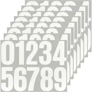 80 Numbers 0-9,4-Inch Large Self-Adhesive Vinyl Number Sticker for Mailbox,Storage Box, Organizer,Removable,8 Sheets White