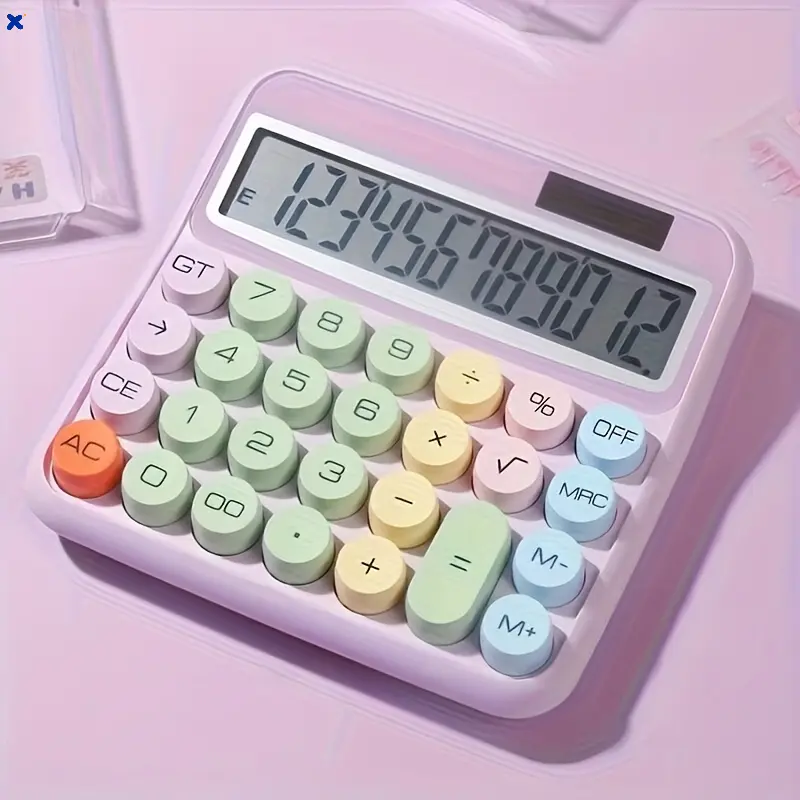 Premium Portable 12-Digit Desktop Calculator with Large Display & Big Buttons, High Precision, Solar Powered No Batteries Needed, Perfect for Students & Office Use, Halloween Gift Option