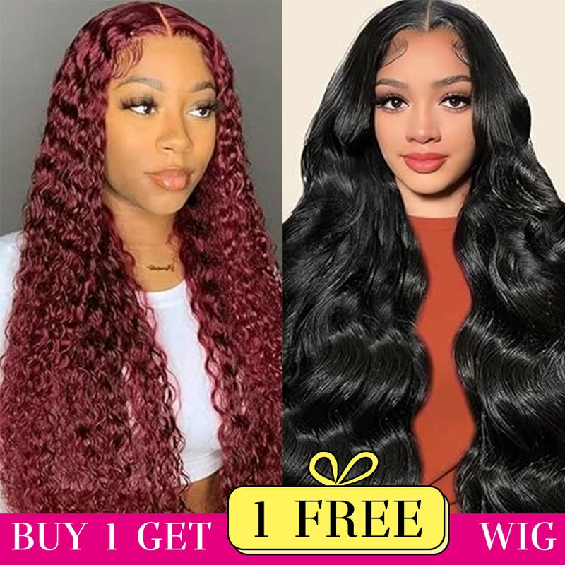 [Combo sale 22"&22"]buy 1 get 2 wig"22 lnch 13x4 Jerry curly 4/27 Hair Lace Front Wigs +13x4 22lnch Body wave Human Hair Hair Pre Plucked HD TransparentLaceFrontalHuman Hair Wigs 180% Density