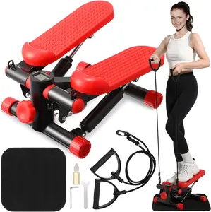 Lemosae Steppers for Exercise Fitness Stair Stepper with 300 lb Loading Capacity Mini Stepper Stair with LCD Monitor and Resistance Bands Adjustable for Home Office Workouts