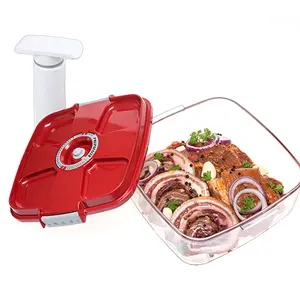 PrepSealer Marinating Tritan Vacuum Container Set with Manual Pump - Red