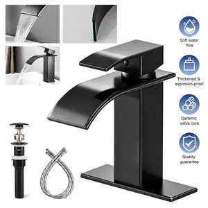 Single Handle Bathroom Faucet Stainless Steel Basin Sink Mixer Tap with Deck Plate Drain Set Vanity Faucet, mothersdaygift#Summervibes