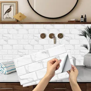 12sheet white peel and stick wallpaper subway tile 6x12 self adhesive wall tiles waterproof pvc stick on backsplash vinyl decorative tiles stickers for kitchen bathroom