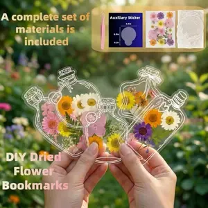 DIY Dried Flower Bookmark Kit  Complete Set with Tweezers, Stickers & Floral Materials Perfect Craft Gift,Bookmark Making Kit, Transparent Flower Bookmarks, Handmade Dried Flower Bookmark Kit , DIY Bookmark Kit