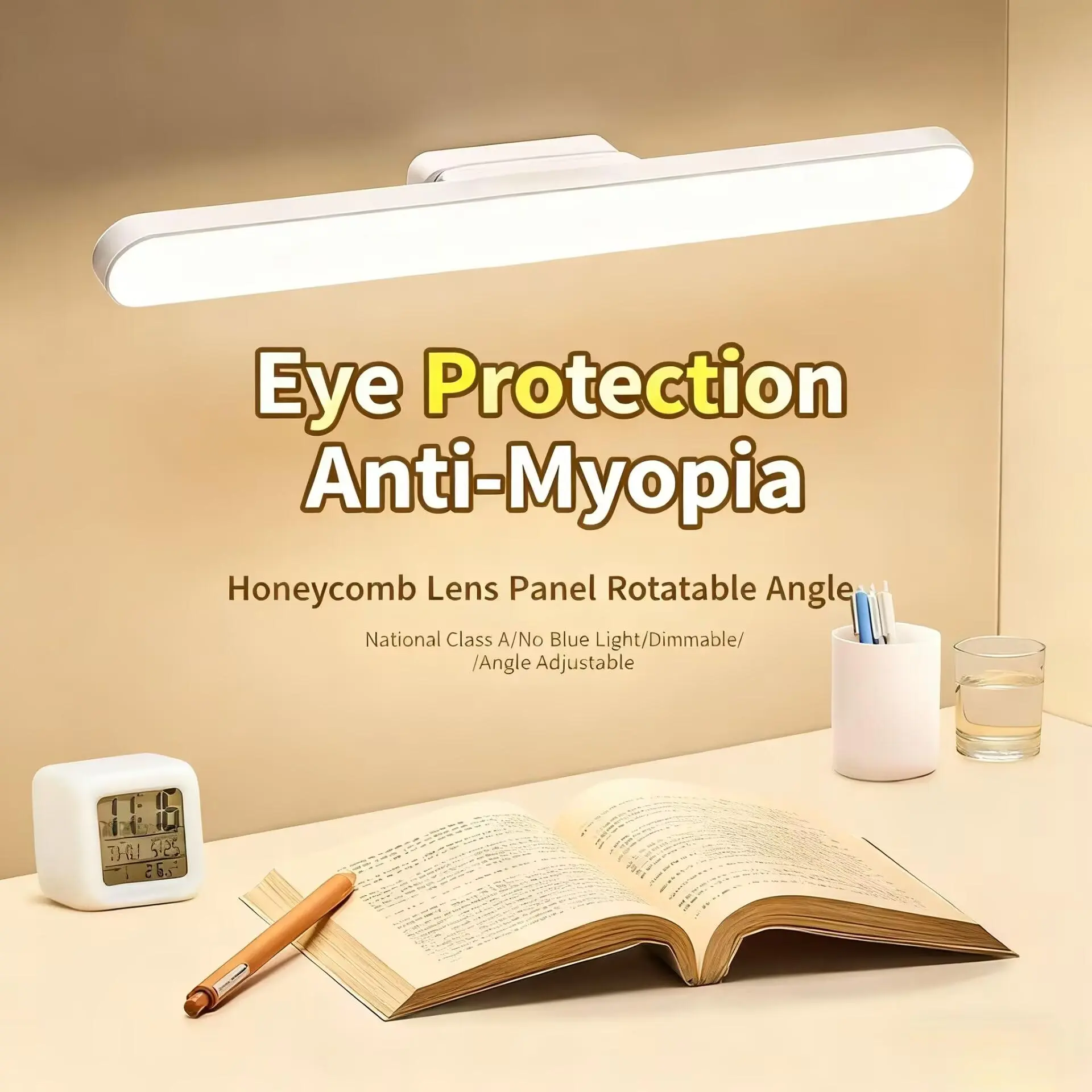 Dimmable LED Eye-Friendly Desk Lamp - Cordless, 1-Second Installation, Magnetic Suction, Rechargeable Indoor Lighting for Study/Dorm, Adjustable Magnetic Flashlight Bar, Aesthetic Desk Lighting, Dimmable Desk Light