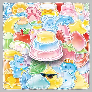 50pcs of Adorable Hand-painted Jelly Food-themed Stickers, Decals for Vehicles, Suitable for Scrapbooks, Diaries, Laptops, Water Bottles, Cars, and Other Items. A Gift with A Positive Message and Based on Beliefs.