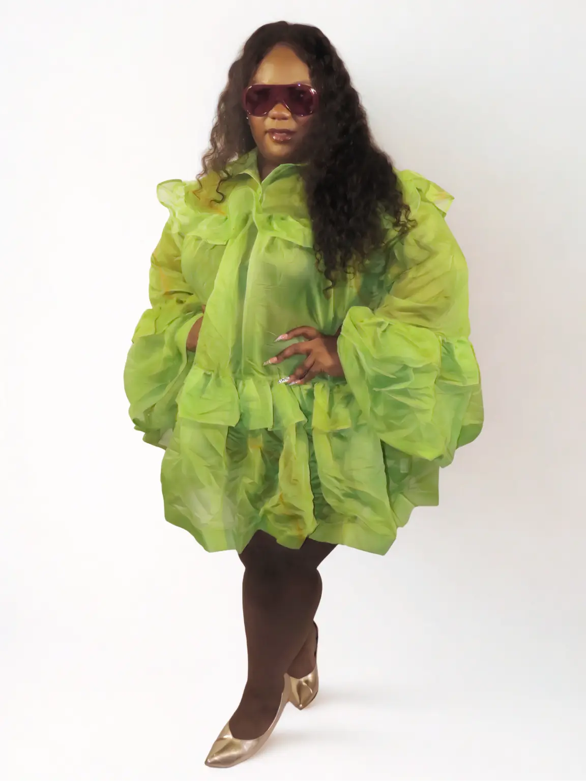 Miss Matcha Organza Mini Dress