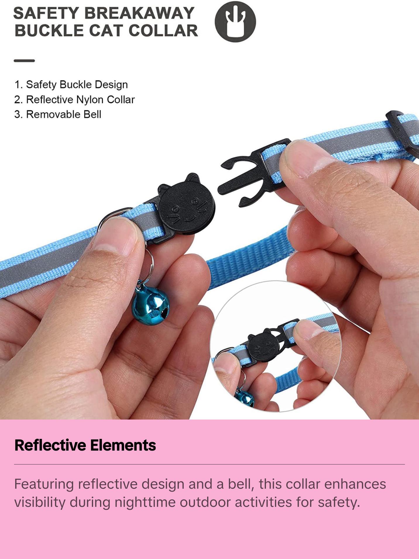 Cat Collar For Air Tag Detachable Cat Collars With Bells Safety Buckle Locator Leather Pet Collar For Cat Kitten Small Dog