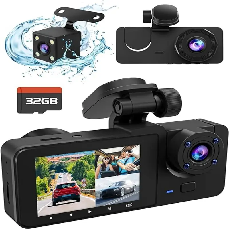 【US 2025 Deals for You Days】4K Dash camera for cars,dash cam front and rear,32GB Card,Built-in Super Night Vision,24H Loop Recording