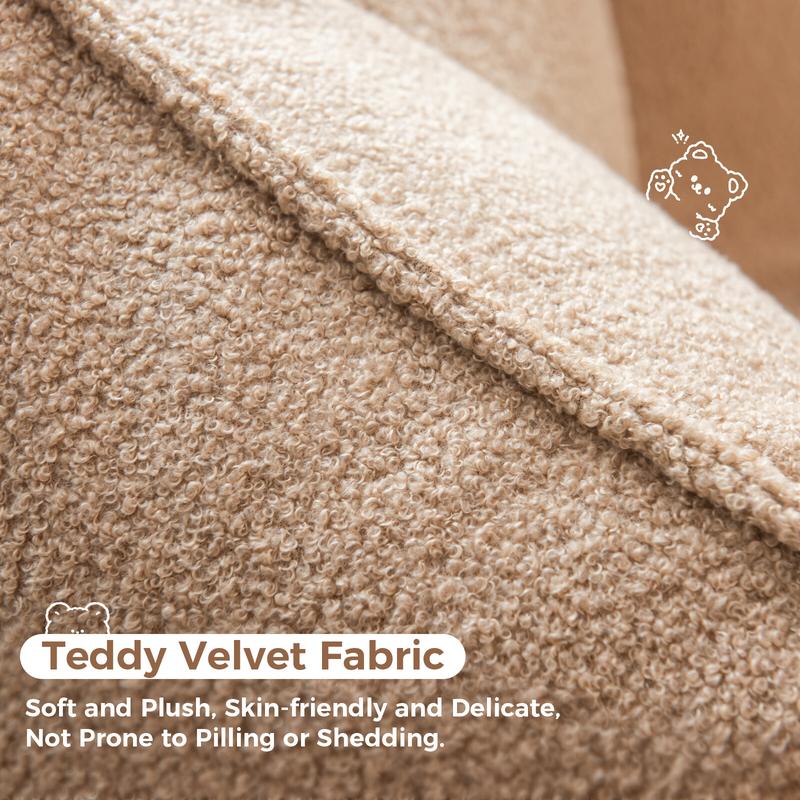 BEKRVIO Giant Bean Bag Chair Teddy Fleece Ergonomic Design Arm Rest for Adults Reading Cozy Sofa Single Seat Love Seat Options Brown Gray Pink White