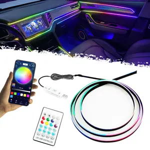 DIBMS Acrylic Interior Car LED Strip Light with USB/Type C, 43.3 inches Fiber Optic Ambient Lighting Kits, 16 Million Colors Sound Active Function Neon Accessories