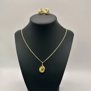Nuditos Set - Gold Plated  18 Inch Gold-Toned Spiral Pendant Necklace with Matching Earrings for Everyday & Special Occasions