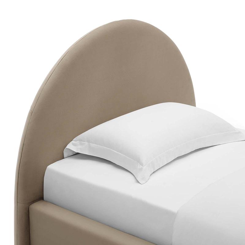 Modway Resort Performance Velvet Arched Round Twin Platform Bed in Taupe