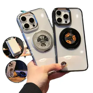 360 rotary decompression gear magnetic suction bracket is compatible with Apple mobile phone case transparent, technological sense, simple anti-drop, wireless charging iPhone16promax #iPhone15promax