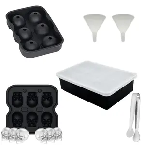 Pack Of 3 Cube of Ice Mold with Detachable Lid And Ice Ball, Cube of Ice Mold with Funnel - Silicone Ice Making Box,Easy to Clean Design, Suitable for Home And Household Kitchen Appliances