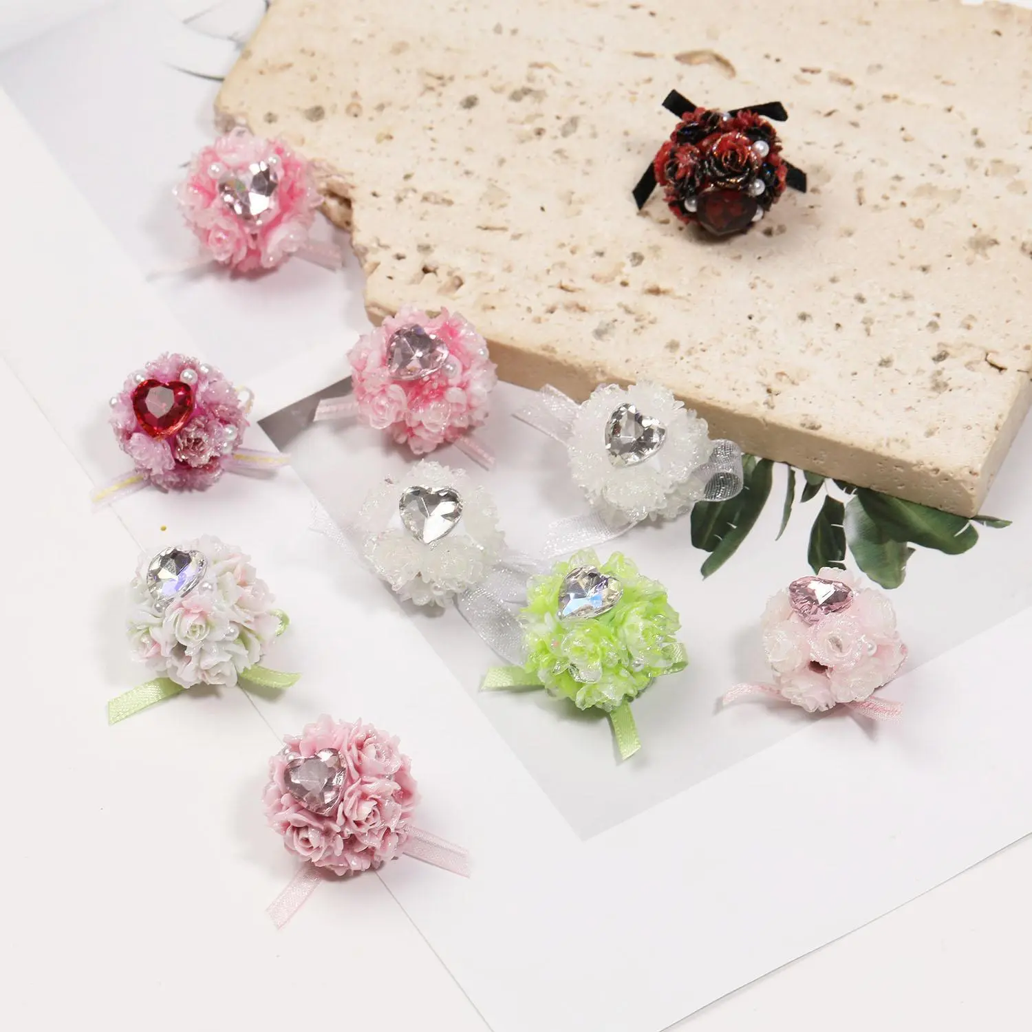 ZY2006015 10PCS Flowers and Heart 