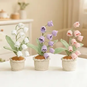Greatflower Hand-Woven Lily of the Valley in a Mini Pot – Preserved Floral Desktop Décor