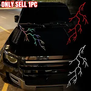 1PC Lightning Crackle Car Hood Sticker, Sporty Style, Waterproof and Sunproof Self-adhesive Vinyl Graphic Decal, Suitable for Car, Truck, Van, SUV Hoods and Bodies, for Cool Vehicle Modification, Vehicle Exterior Decoration