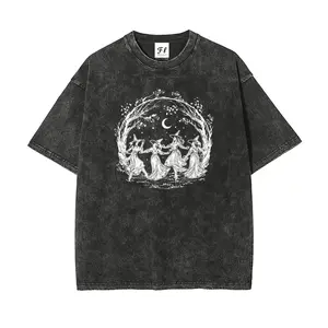 100% Cotton Girls Will Be Girls Witch Shirt, Oversize Unisex Washed T-Shirt for Women and Men, DTF Print, Streetwear, Super Soft Pre-Shrunk