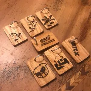 Wood Engraved Keychains - Laser Engraved Graphic Design, Elegant Style, No Additional Features Specified