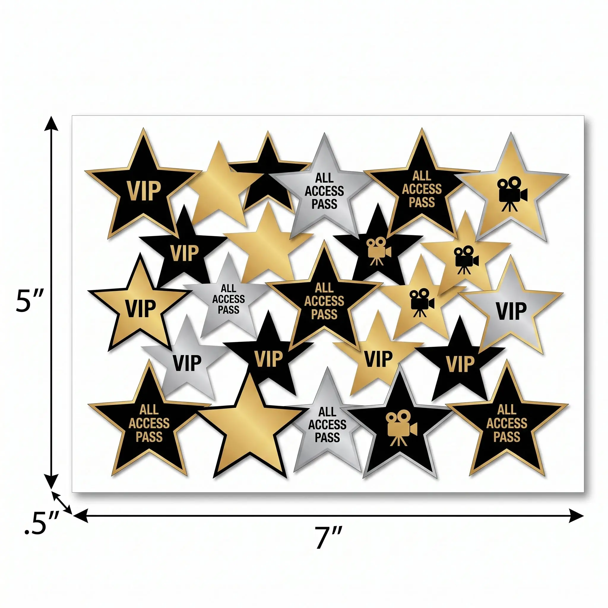 Hollywood Awards Night Star Cutouts - Black & Gold, 30-Pack