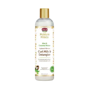 AFRICAN PRIDE MOISTURE MIRACLE ALOE & COCONUT WATER CURL MILK & DETANGLER, 12FL OZ