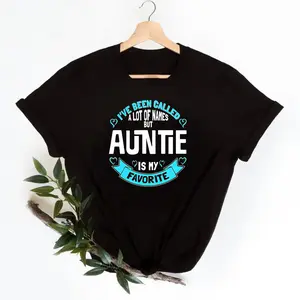 Auntie is My Favorite Cotton T-shirt with playful Auntie graphic casual everyday wear perfect for all seasons gift for grandmothers and aunts