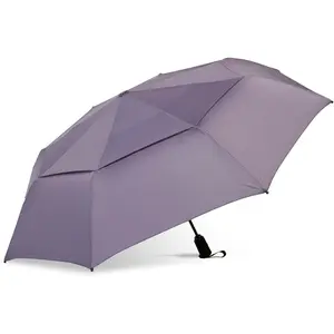 Vortex Compact Folding Travel Umbrella - Push-Button Open & Close, Vented Double Canopy, Protects from Rain, Sun, & Wind