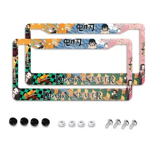 1 Pack Demon Slayer Car License Plate Frame Holder - Universal License Plate Frame Car Tag 2 Holes with Screws