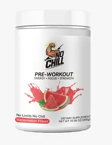 No Chill Pre-Workout Watermelon Flavor - Bold Flavor Big Vibes Energy Focus Strength Supplement for Fitness 10.58 oz