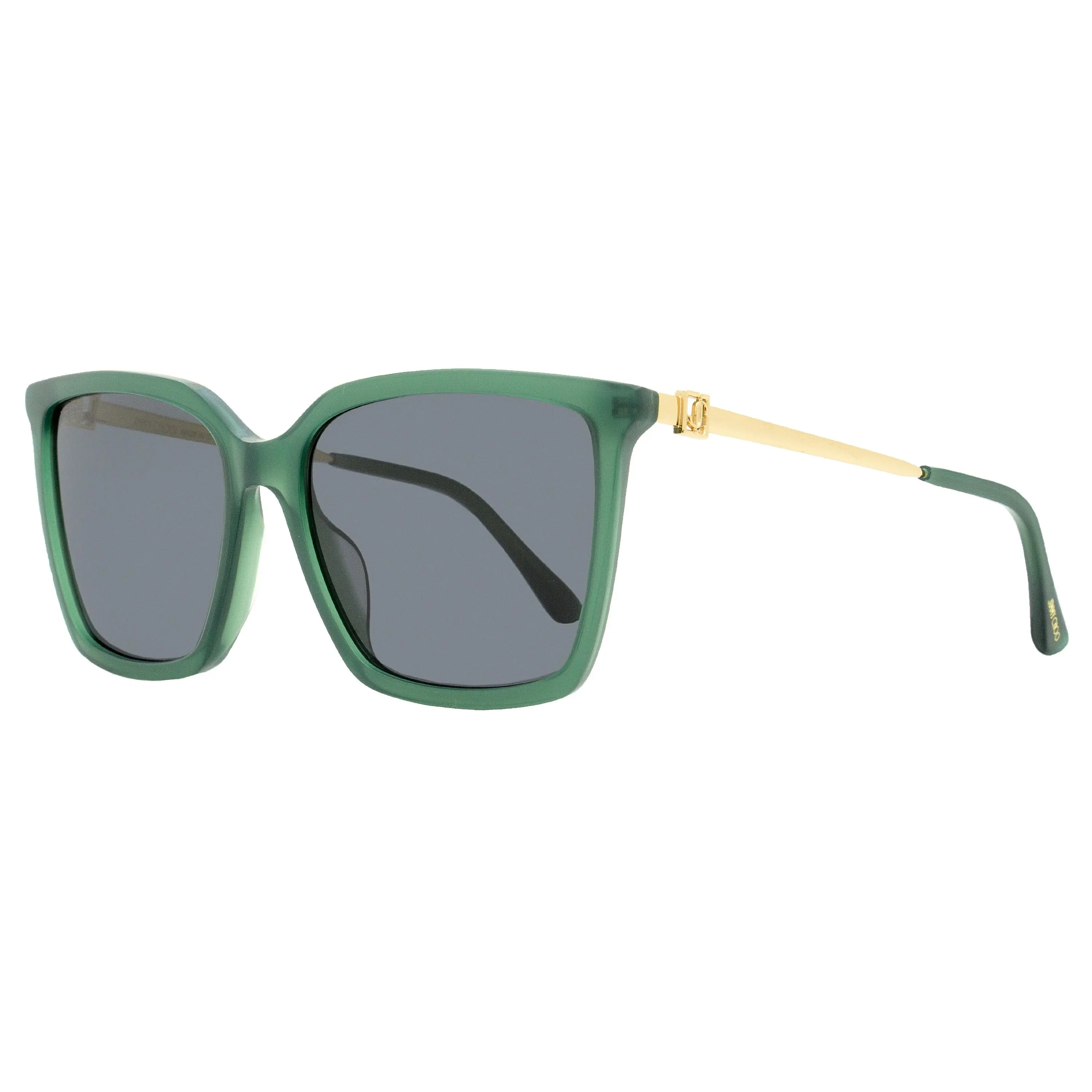 Isabel Marant Totta Female Square Sunglasses - Acetate Frame, Metal Temples, Wide Saddle Bridge, Alternative Fit, UV Protection, 56mm, Green/Gold Eyewear Fashion