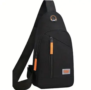 Black Sling Backpack Orange Zipper-Sports Sling For Travel