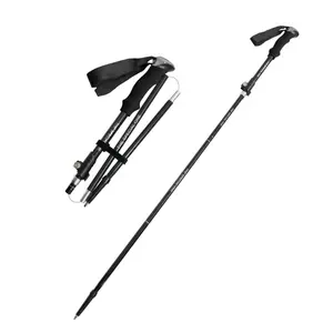 Multifunctional self-defense off-road hiking stick folding telescopic aluminum alloy portable crutch non-slip hiking cane