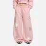 Aelfric Eden Star Patch Baggy Barrel Sweatpants High Waist Balloon Barrel Silhouette Star Patchwork & Button Detail Drawstring Elastic Waist Soft Fabric Sweet Girl Streetwear Unisex Bottoms,back to school shopping