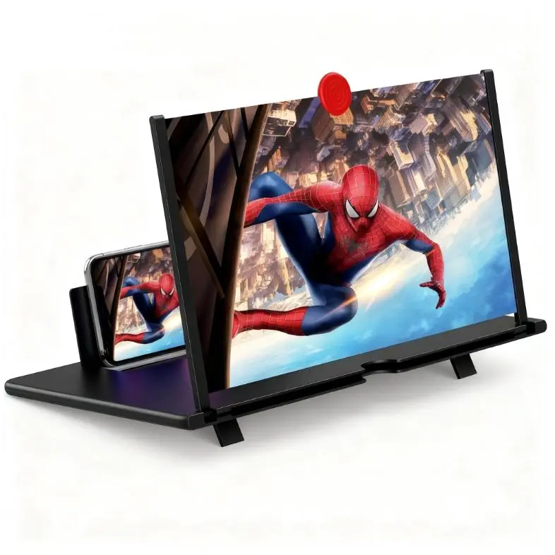 12" Screen Magnifier,3D HD Mobile Phone Magnifier Projector Screen Enlarger for Movies, Videos, and Gaming,Foldable Cell Phone Stand with Screen Amplifier,Gifts for Mom Dad(Black, 12inch)