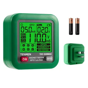 TESMEN TOE-100BMAX GFCI Outlet Tester with GFCI Trip Time Test, Backlit LCD, Data Hold, Voltage Tester, Receptacle Tester for Home & Daily Safety Checks outdoorfun