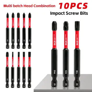 10pcs 70mm Industrial Grade S2 Steel Bit Set, Durable Anti-Corrosion, Multi-Specifications, Ideal for Drills and Screwdrivers, Includes Storage Base