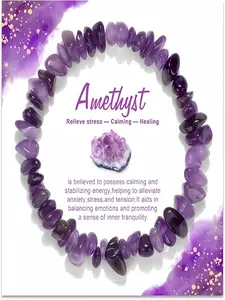 Natural Chip Stone Healing Crystal Bracelet, Irregular Gemstone Beaded Stretch Bracelet, Anxiety Relief Energy Protection Spiritual Jewelry, Reiki Chakra Balancing Bracelet for Women Men, Gift for Her Him