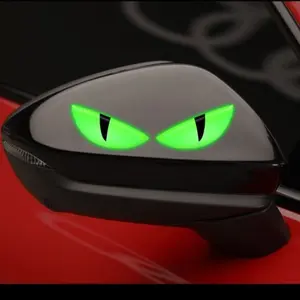 2pcs Car Motorcycle Reflective Stickers, 3D Glowing Devil Eye Decals, Night Glow Helmet Decorations, Unique Cat Eye Stickers