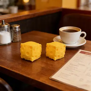 Yellow Cheese Squashy, Soft Novelty Squeeze Toy, Rebounding Sensory Toy Helps Relax & Focus, Sensory Cheese for Kids & Adults, TPR Material Food Theme Cheese Cubes Stress Balls for Adults