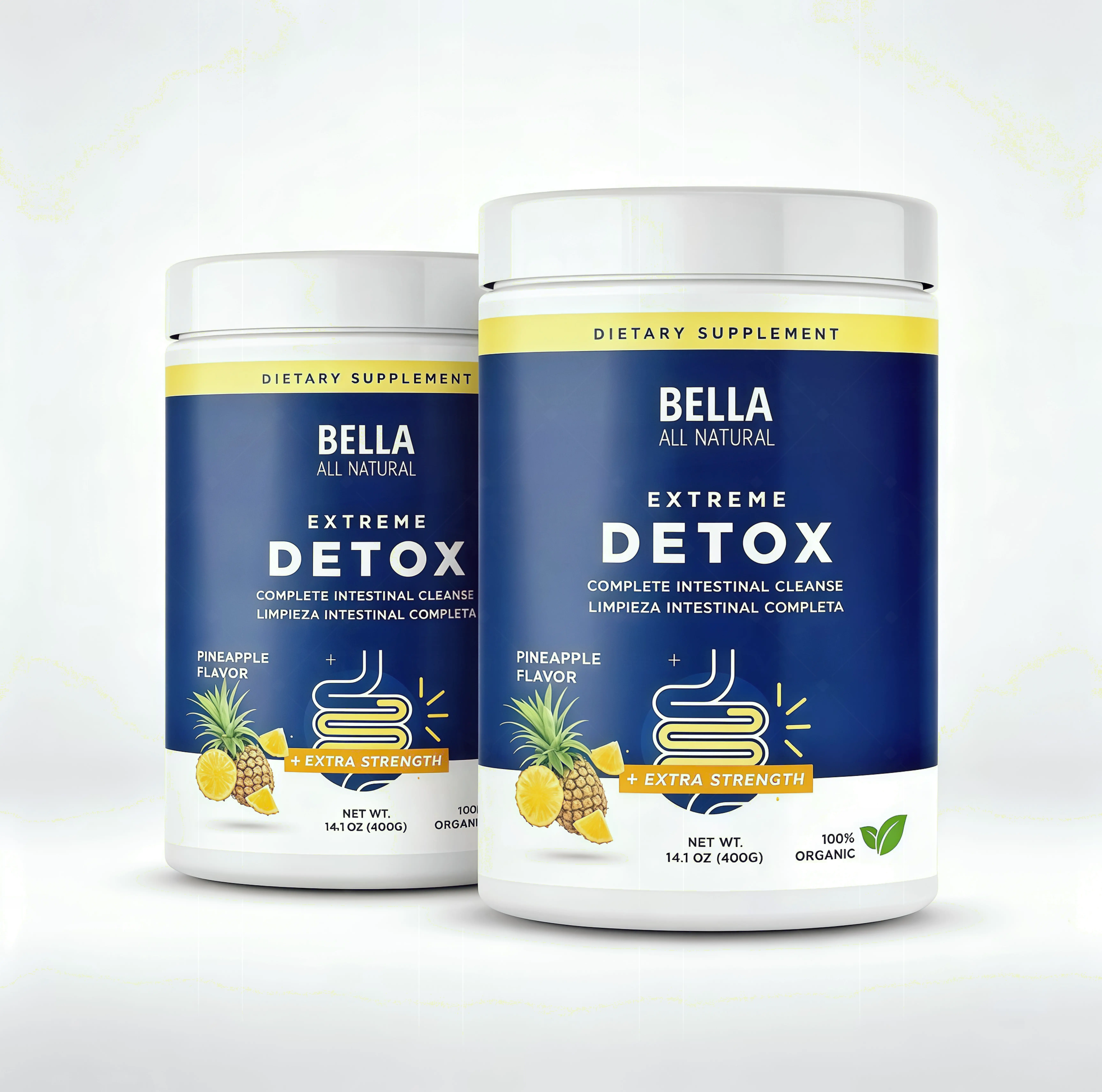 2 Pack Bella All Natural Extreme Detox Powder WD (Pineapple)