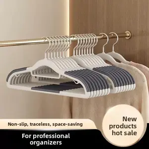 10-Pack Non-Slip Closet Hangers, Thickened No-Trace Home Clothes Hooks, 360° Rotating Hook, Space-Saving Wide Shoulder Plastic Hangers