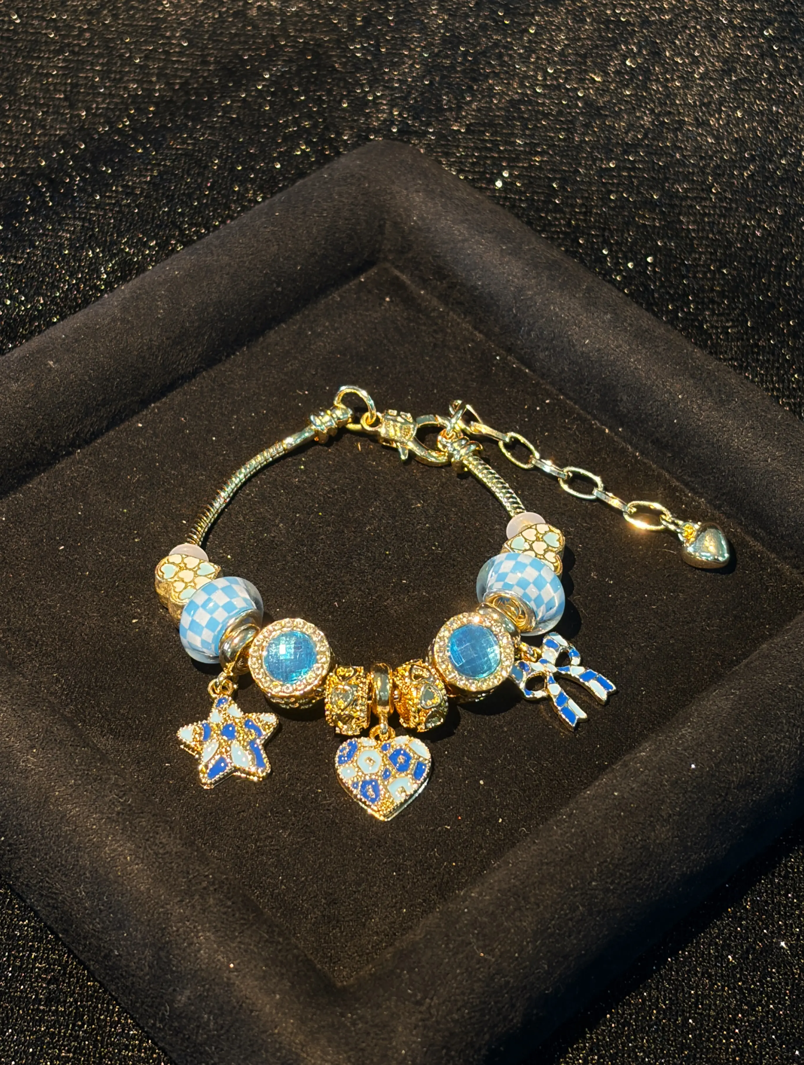 Women’s Gold-Tone Adjustable Stackable Bracelet with Star, Heart, Bow Dangles – Daily Wear Costume Jewelry Accessory